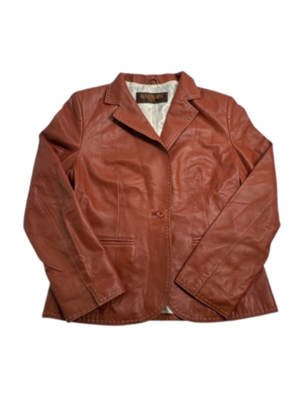 Balmain Lambskin Leather Button Jacket | PTP:19"